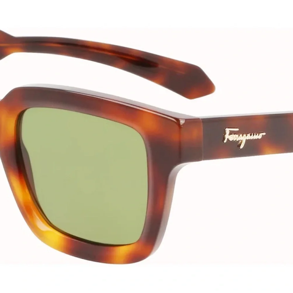 Salvatore Ferragamo Tortoiseshell Frame Sunglasses with Green Lenses